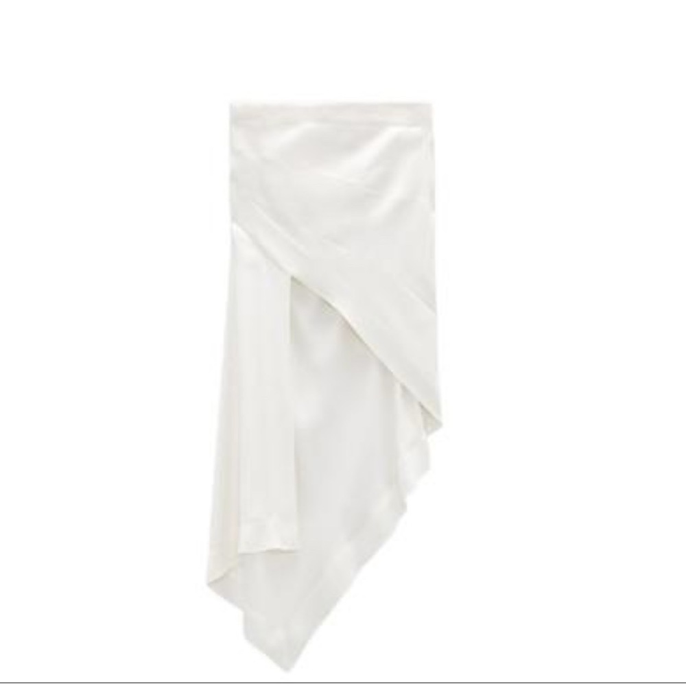 Zara White Asymmetrical Midi Skirt